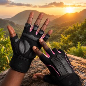 1 paire gants de fitness antidérapants à demi doigts