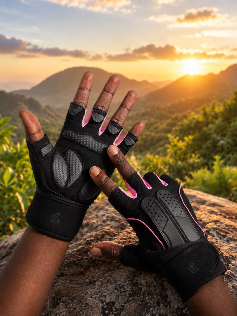 1 paire gants de fitness antidérapants à demi doigts