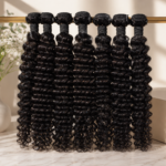tissage brésilien deep wave 100 % cheveux humains naturels – extensions bouclées