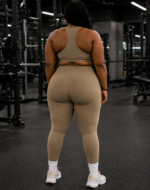 ensemble de sport 2 pièces grande taille femme – débardeur col rond uni et legging taille haute