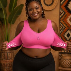 soutien gorge de sport sans couture grande taille, fermeture frontale ajustable, maintien latéral renforcé